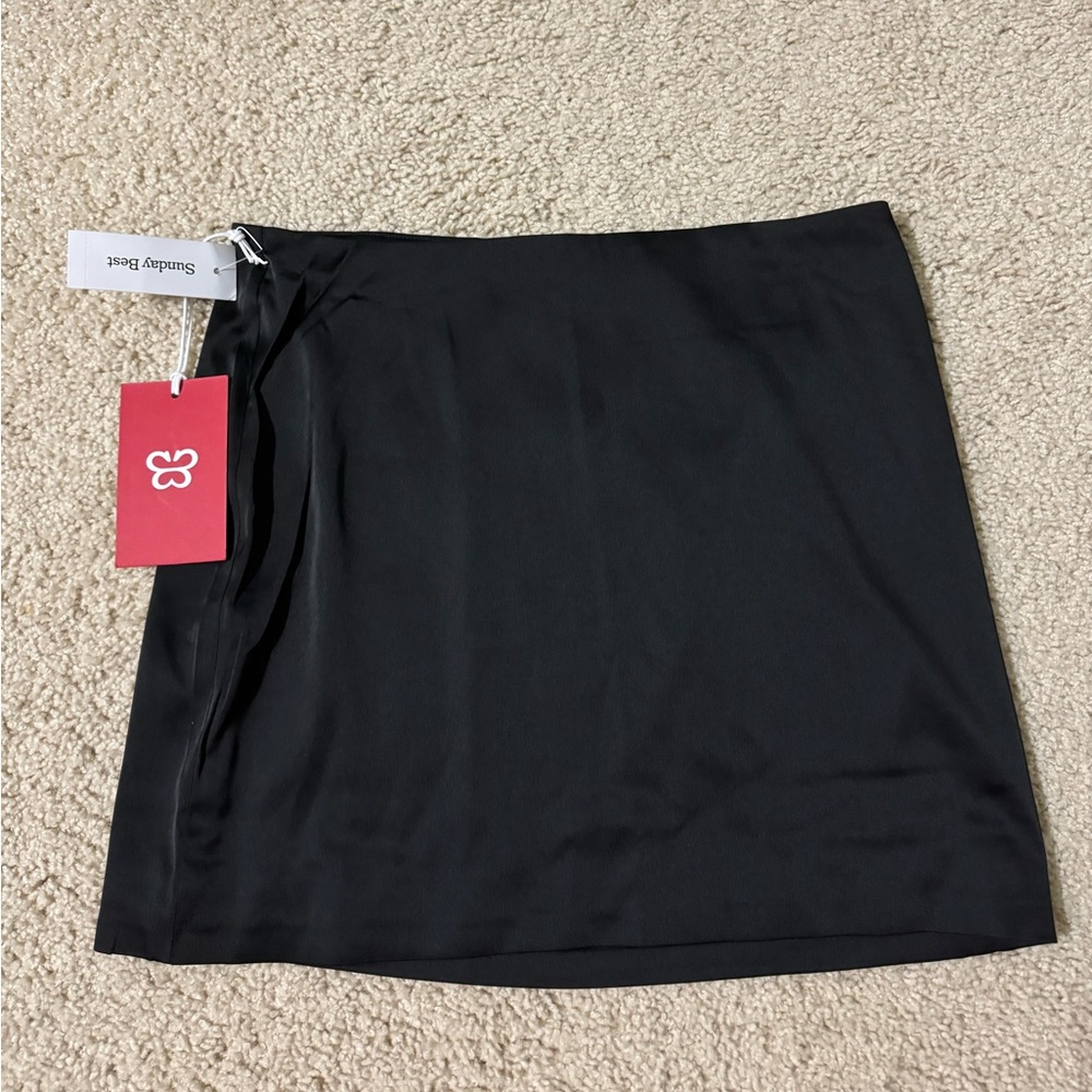 Black aritiza/ sunday best black satin skirt